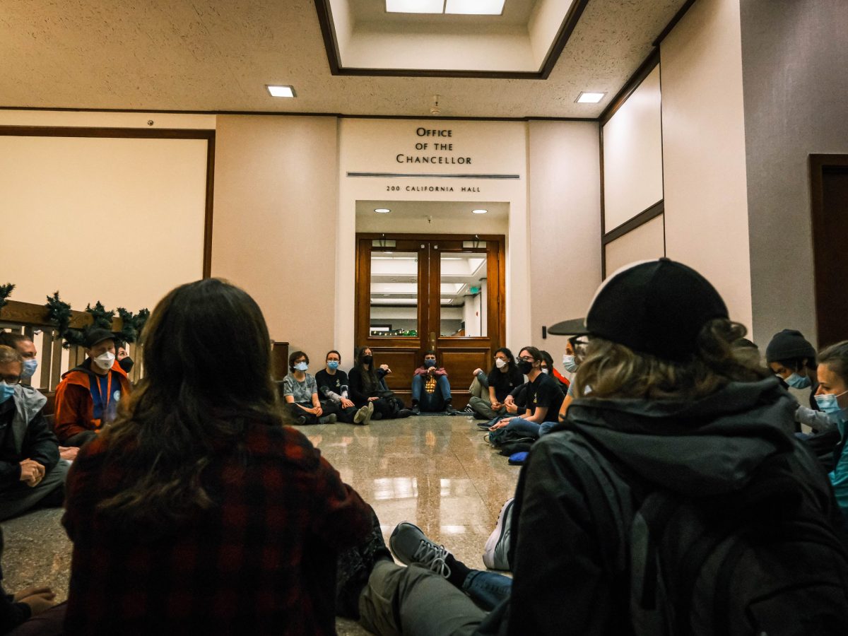 Strikers occupied UC Berkeley chancellor’s office Thursday night, marched on her home Friday morning