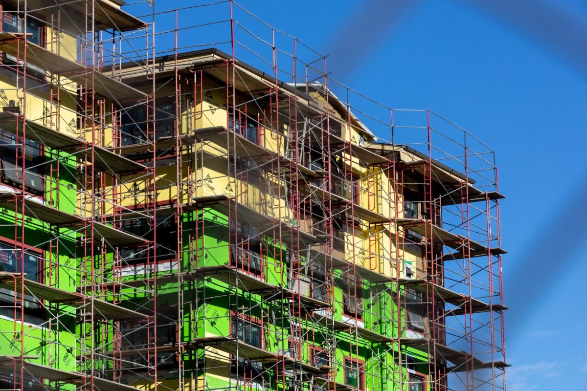 A housing construction site in downtown Berkeley