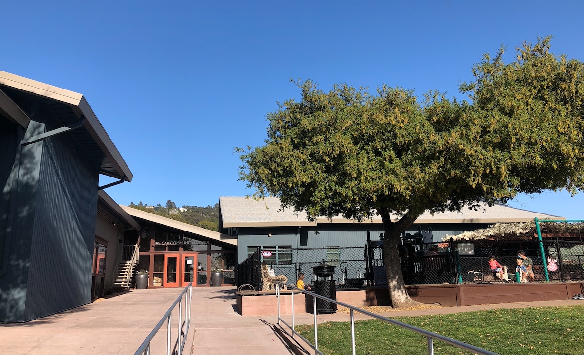 Front of Live Oak Community Center on day it reopened after renovations